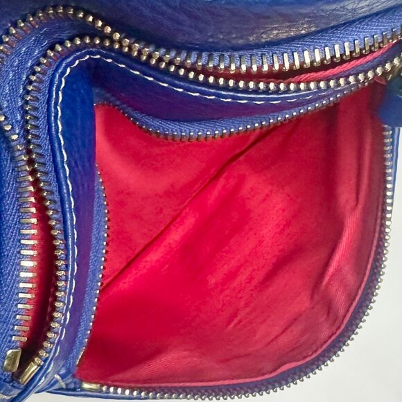 Dooney & Bourke DB Triple Zip North South Blue Pebbled Leather Utility Crossbody - Picture 11 of 14